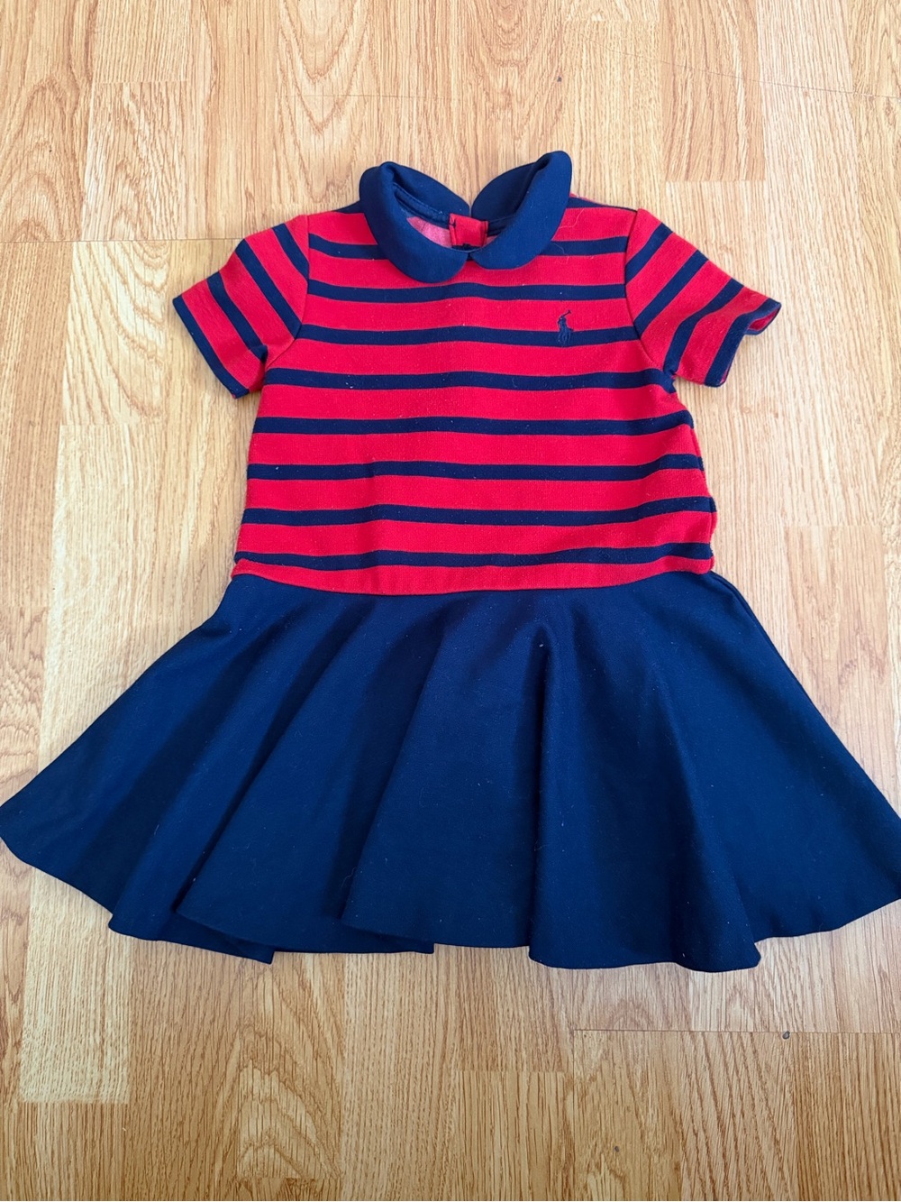 Ralph Lauren Red and Navy Striped Polo Dress